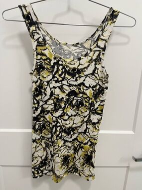 Mossimo Supply Co. Floral Print Tank Top in White, Black, Yellow